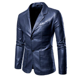 2022 Spring Autumn Fashion New Men's Lapel Leather Dress Suit Coat / Male Business Casual Pu Blazers Jacket