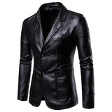 2022 Spring Autumn Fashion New Men's Lapel Leather Dress Suit Coat / Male Business Casual Pu Blazers Jacket