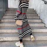 2023 Spring Knitted Cardigan Women Striped Patchwork Autumn Winter Elegant Long Outerwear Maxi Y2k Sweater Coat Soft Jacket