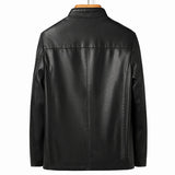 YN-2263 Autumn And Spring Men's Stand Collar Jacket Natural Leather Thin Section Plus Velvet Fashion  Jacket Motorcycle Youth